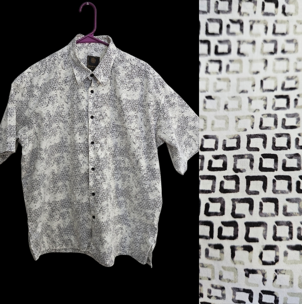 F/X Fusion Brand Button Up Short Sleeve Shirt, Large